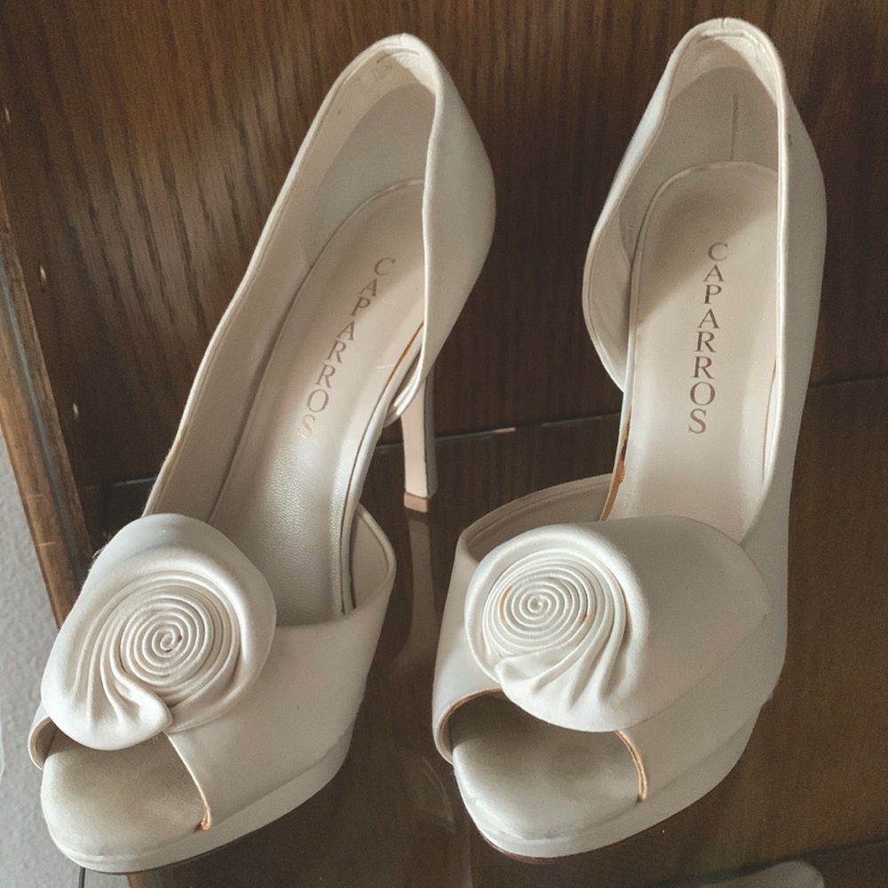 White floral bridal high heel